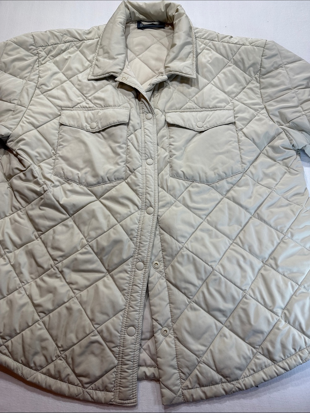 Free Country Quilted Cream Puffer Shirt-Jacket - Picture 4 of 9